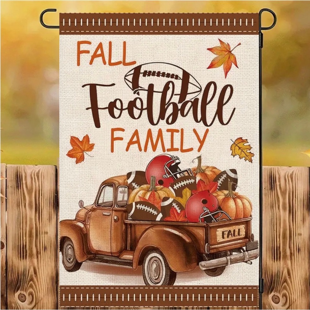 Garden Flag, 12’x18”, Welcome Autumn Football, Burlap Polyester Doublesided